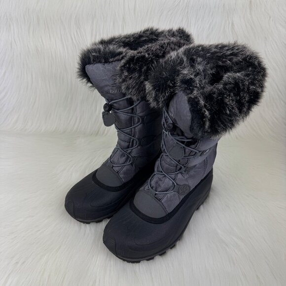 Women's Kamik Momentum Pull on Fur Trim Snow Boot Shoes Size 8 Charcoal Grey - Picture 3 of 16